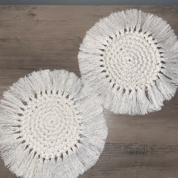 Macrame Fringe Coasters - Picture 2 of 4